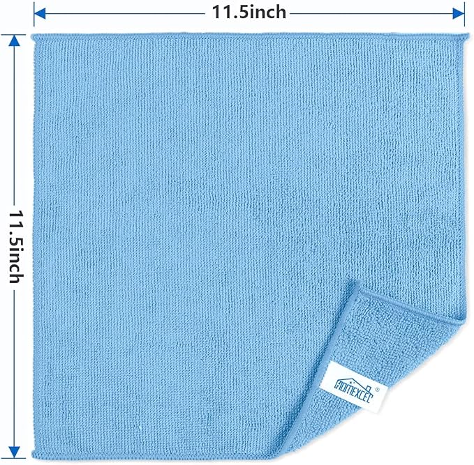 HOMEXCEL Blue Cleaning Rags 5 Pack, Highly Absorbent Microfiber Cleaning Cloth - Image 2