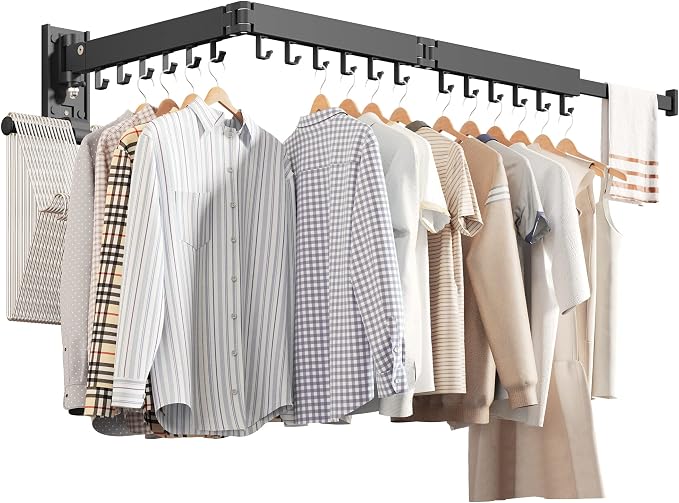 ZdwCyl Wall Mounted Clothes Hanger, Clothes Drying Rack, Laundry Drying Rack by ZdwCyl