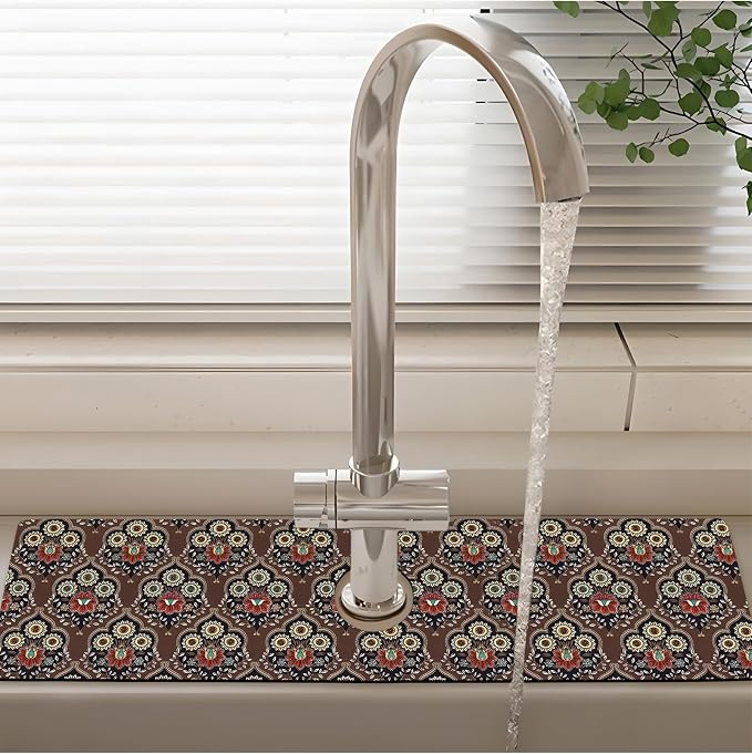 Patterned Sink Faucet Mat Kitchen Splash Guard Super Absorbent Drying Mat - Image 2