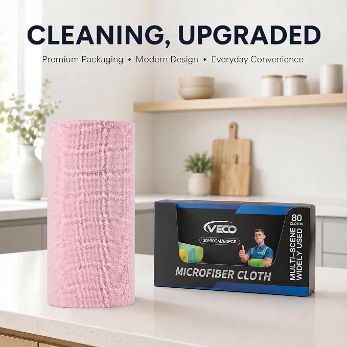 Veco Microfiber Cleaning Cloth Roll 80 PCS - Image 6