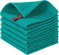Homaxy 100% Cotton Waffle Weave Kitchen Dish Cloths 6-Pack, Teal | 12 x 12 by Homaxy