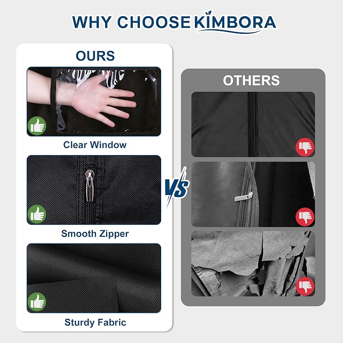 KIMBORA 43" Suit Bags for Closet Storage and Travel, Gusseted Hanging Garment - Image 6
