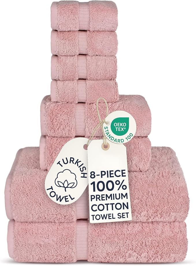 Chakir Turkish Linens 100% Cotton 8-Piece Towel Set, Oeko-Tex Certified by ChakirTurkishLinens