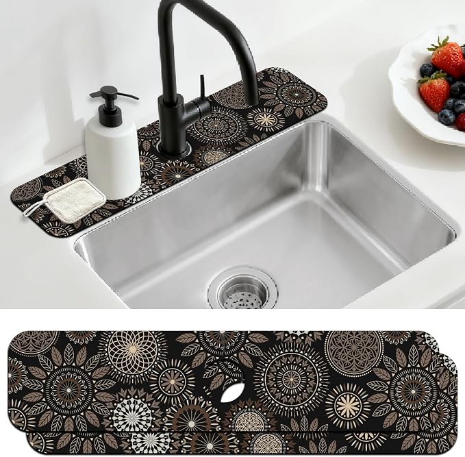 2 Pcs Kitchen Sink Splash Guard Faucet Mat Mandala Pattern Faucet Mat by CONCHLERY%E6%97%97%E8%88%B0%E5%BA%97