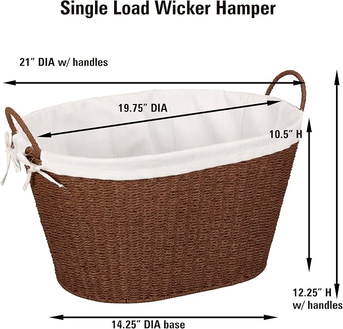 Household Essentials Paper Rope Woven Oval Laundry Basket - Image 3