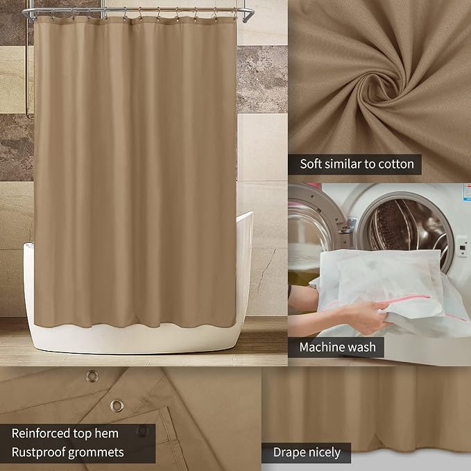 ALYVIA SPRING Stall Waterproof Fabric Shower Curtain or Liner Coffee - Image 3
