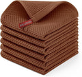 Homaxy 100% Cotton Waffle Weave Kitchen Dish Cloths 6-Pack, Caramel | 12 x 12 by Homaxy