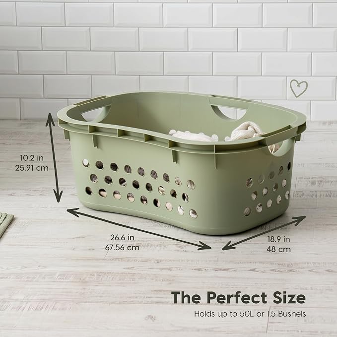 IRIS USA Plastic Laundry Basket 1.5 Bushel, Built-In Handles - Image 2