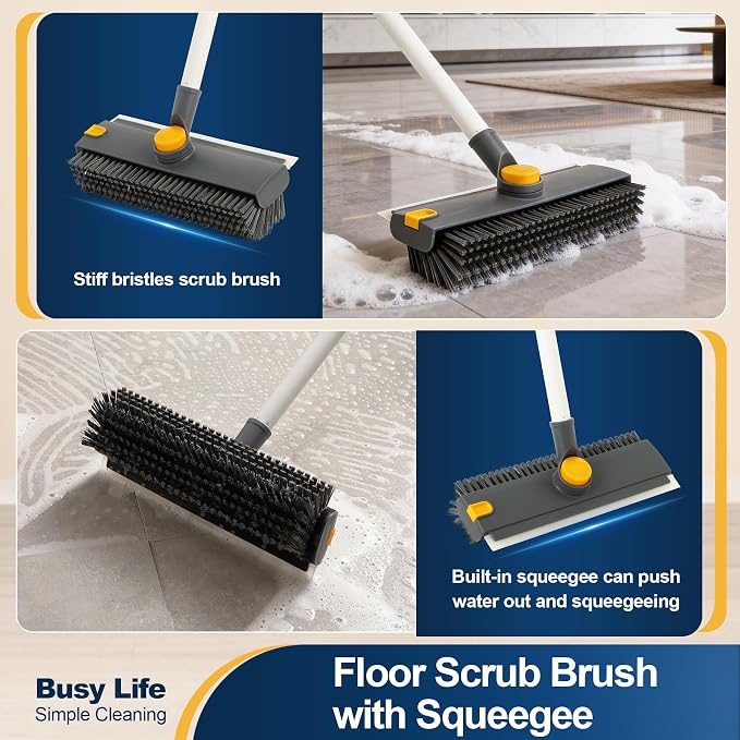 Yocada Floor Scrub Brush 3 in 1 Dual-Sided Stiff Bristle Scrubber Brush | - Image 3