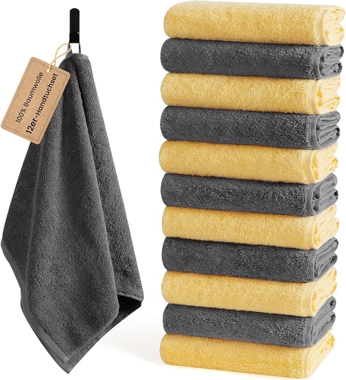 12-Pack Cotton Hand Towels for Bathroom by SEMAXE