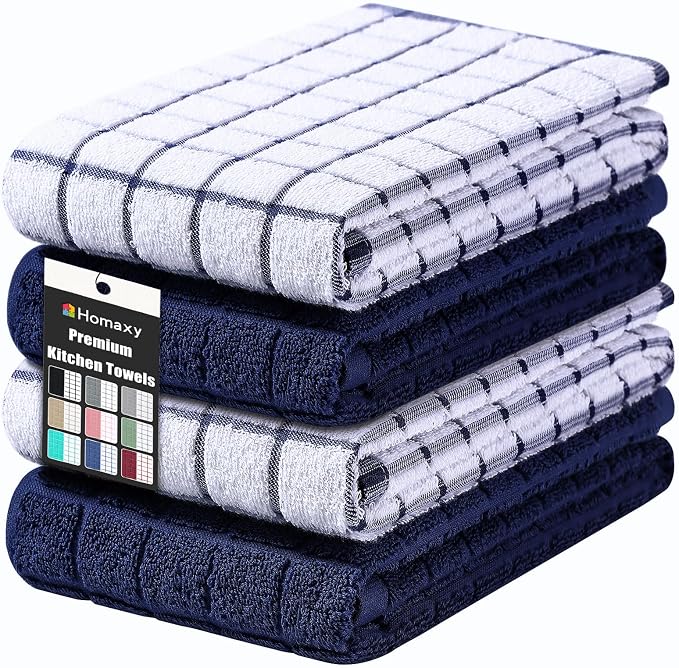 Homaxy Large Premium Cotton Kitchen Towels 16"x 28", 4 Pack, Dusty Blue by Homaxy