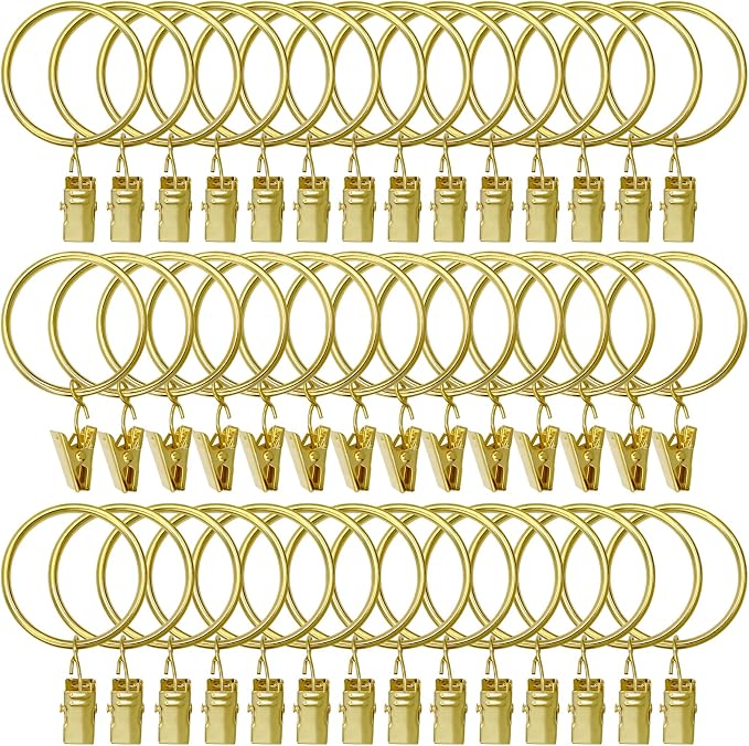 42 Pack Curtain Rings with Clips 1.5" Interior Diameter, Metal Drapery Clips by LULARINE