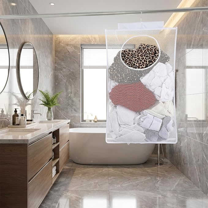 Hanging Laundry Hamper, Dirty Clothes Basket Foldable Wall Hanging Laundry - Image 5