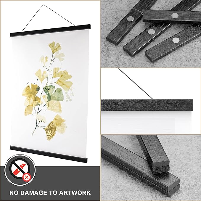 WITCOLOR Magnetic Poster Hanger Frame, Black Magnet Poster Frames 9x11 9x27 9x12 9x13 Poster Holder for Kids Paintings, Photos, Maps, Scrolls, Picture, Canvas Works and Christmas Prints