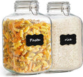 ComSaf Square Glass Jars with Airtight Lid 1.3 Gallon 2 Pack Large Canister | by ComSaf
