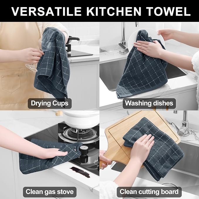 Homaxy Kitchen Towels and Dishcloths Set, Dark Grey - Image 4