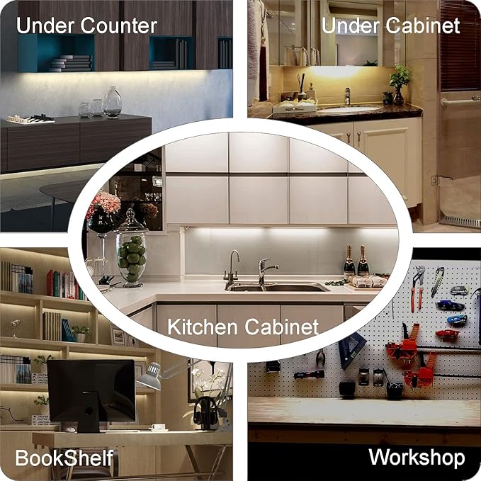 LED Under Cabinet Light with Adjustable Cable Touch Under Cabinet Lights No Redundant Wires 6 Panel Under Counter Lights for Kitchen 3000K Warm White 2100Lm Super Bright Closet Light Good for Timer