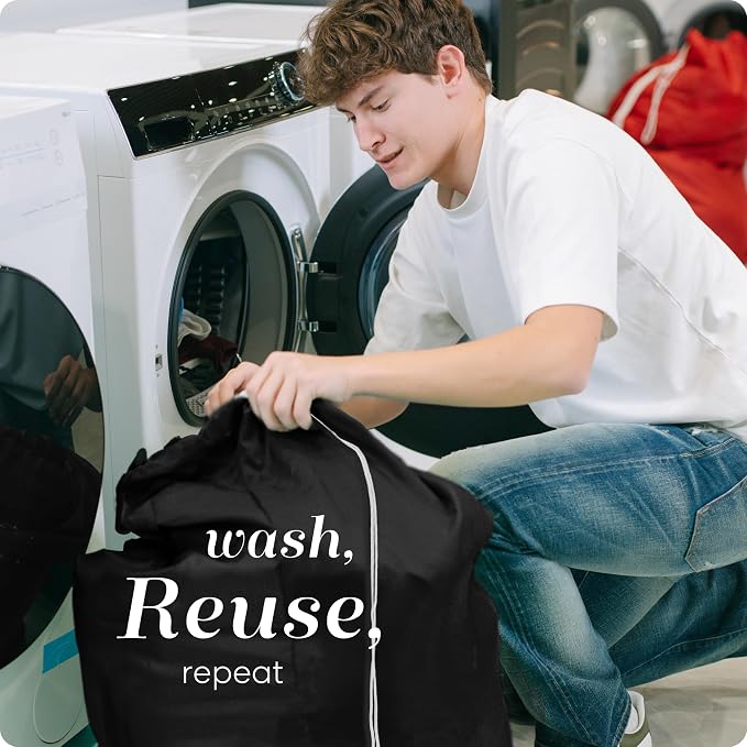 Handy Laundry Nylon Laundry Bag XL Locking Drawstring Black 2 Pack - Image 5