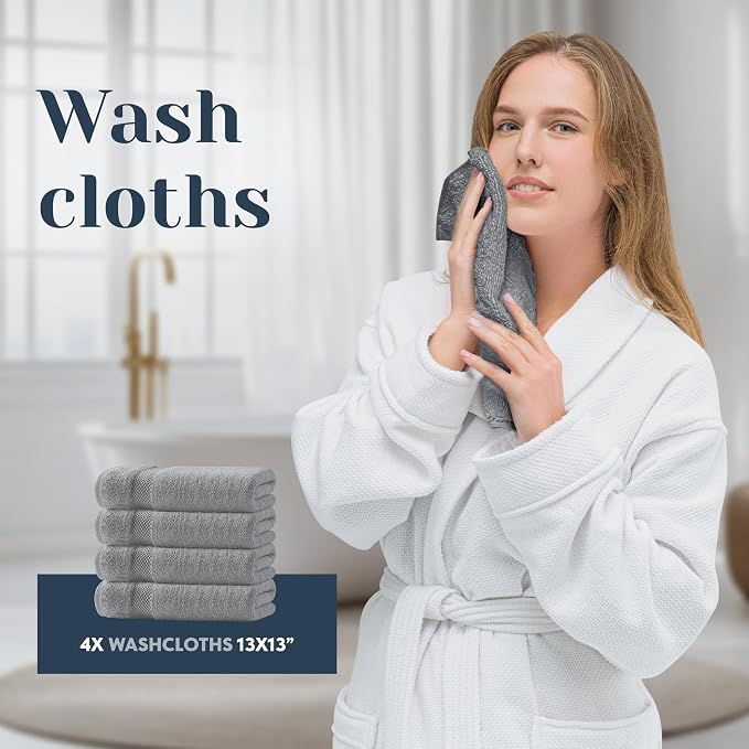 White Classic Luxury Bath Towel Set of 8 Pieces - Image 7