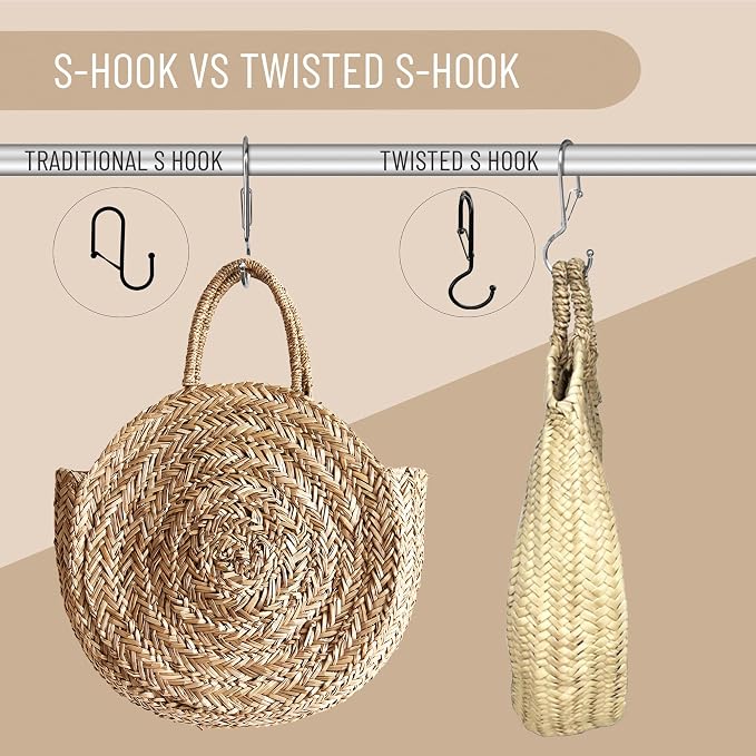 6 Purse Hanger for Closet. Tote Hanger. S-Shaped Hooks S Hooks Twist Design. - Image 5