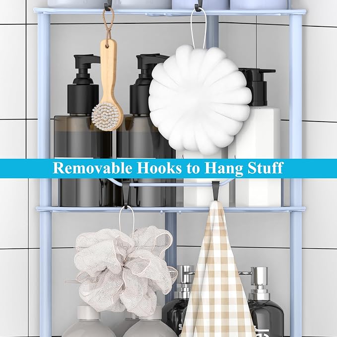 HuggieGems Metal Floor Standing Corner Shower Caddy, 3 Tier - Image 5