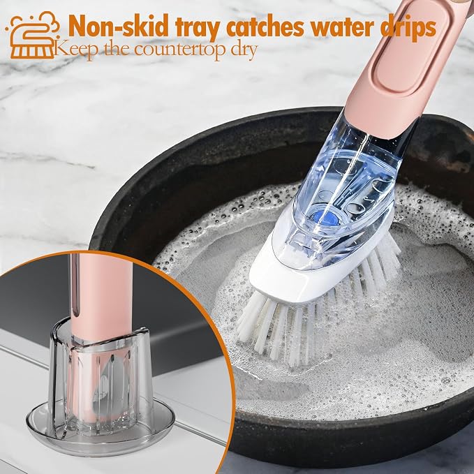RIMAY Soap Dispensing Dish Brush Set - Image 4