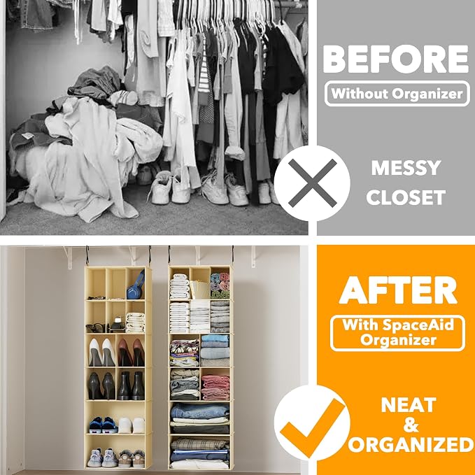 SpaceAid 2 Pack Hanging Closet Organizer and Storage - Image 3