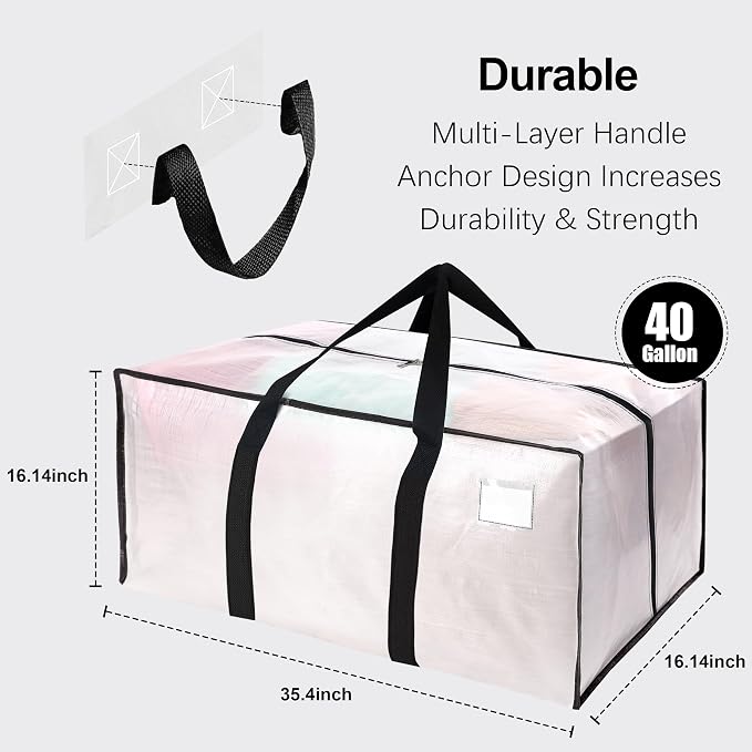 6 Pack Heavy Duty Extra Large Moving Bags W/Backpack Straps - Image 2