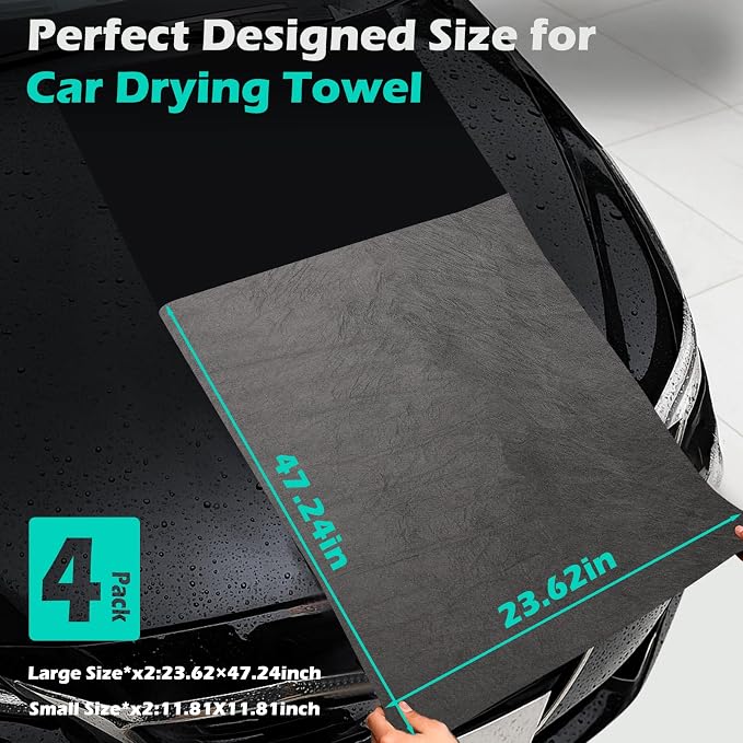 XANGNIER Car Drying Towel, Extra Large, Scratch Free, Super Absorbent, 4 Pack - Image 5