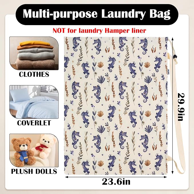 Canvas Laundry Bag with Shoulder Strap & Drawstring - Image 2