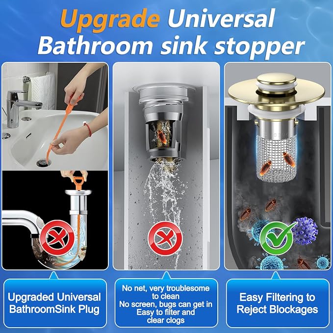 Bathroom Sink Drain Strainer, Pop-up Sink Drain Strainer - Image 5