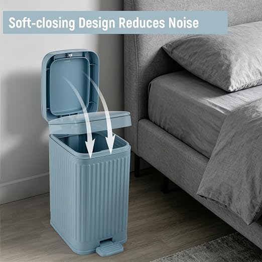 Small Bathroom Trash Can with Lid, 1.9 Gallon Slim Soft Close Step, Kitchen & - Image 4