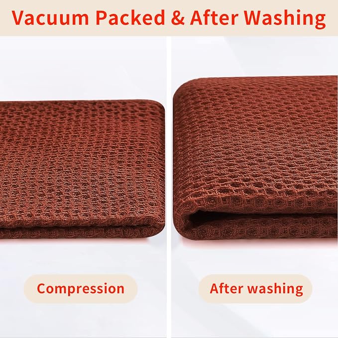 Homaxy 100% Cotton Waffle Weave Kitchen Dish Cloths 6-Pack, Rust | 12 x 12 - Image 7