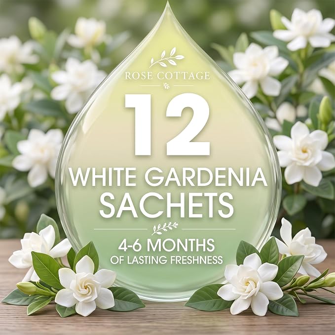 Large 12 Packs White Gardenia Hanging Scented Sachets Long-Lasting Closet - Image 6