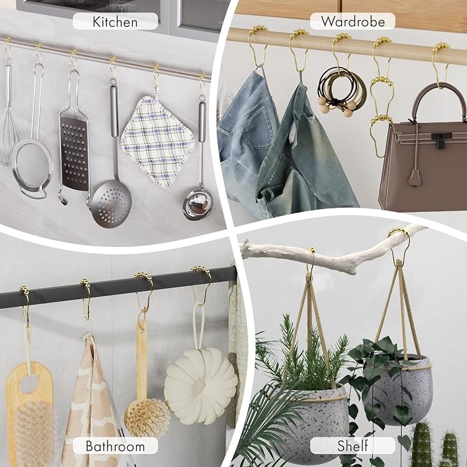 Gold Shower Curtain Hooks, Amazer Shower Curtain Rings Hooks, Rust Proof Shower - Image 8