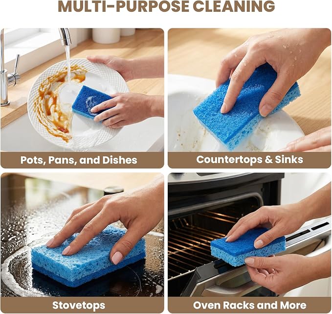 Metflavor Kitchen Sponges, Dual-Sided Non-Scratch Scrub Sponge | Dish Scrubber - Image 8