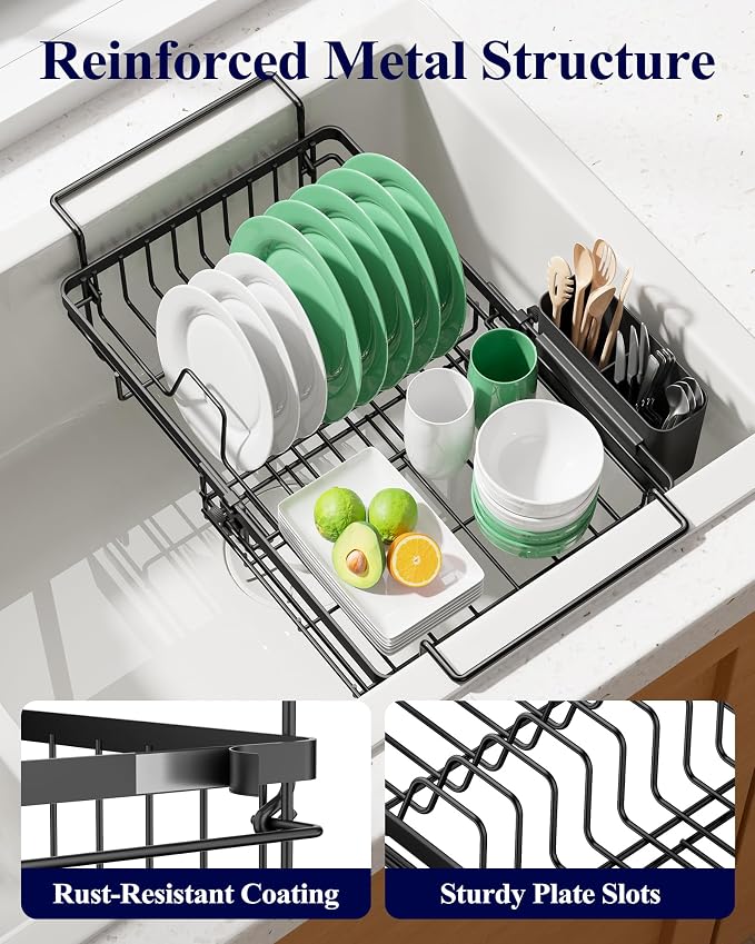Kitsure Expandable in-Sink or Over-Sink Dish Drying Rack, Dish Drainer - Image 4