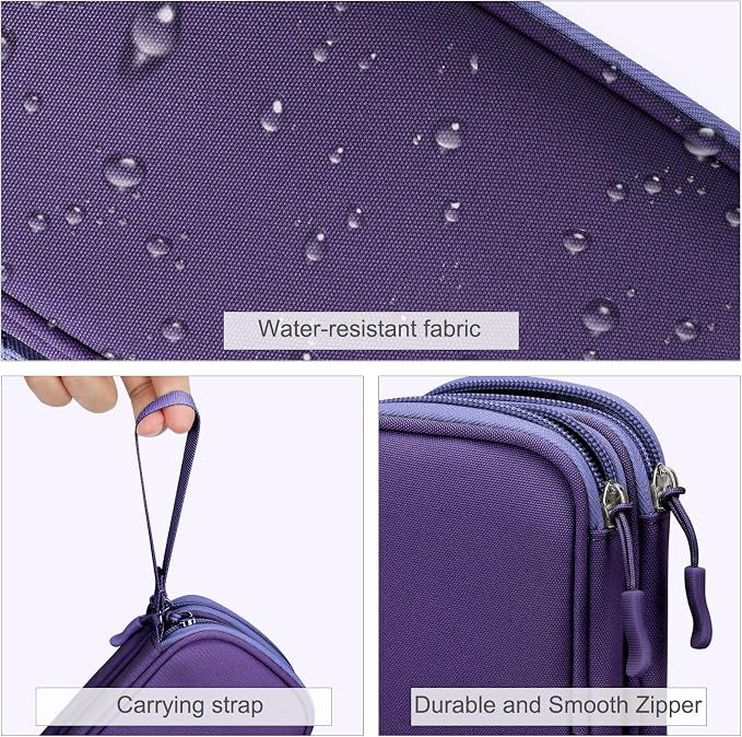 FYY Electronic Organizer, Travel Tech Pouch Bag, Cable Organizer Purple | Wrist - Image 4