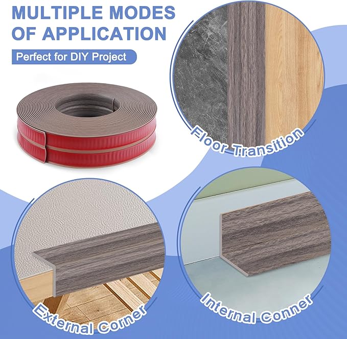 Wall Corner Protector Moulding Trim Peel and Stick Wall Corner Guards Trim Flexible Self Adhesive Edge Protector Moulding, 1.6 in x40 Ft, Brown Walnut Wood