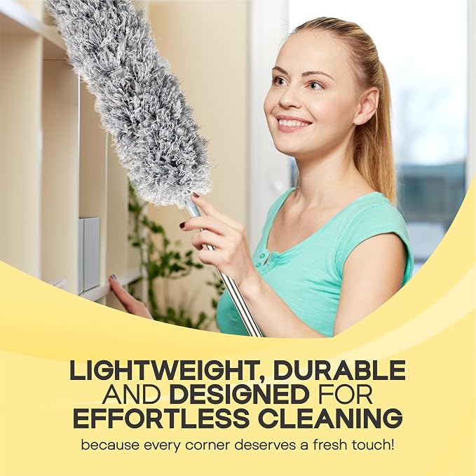 Microfiber Feather Duster with Extension Pole 100 Inches, Cleaning Brush - Image 2