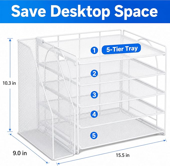 OPNICE Desk Organizer, 5-Tier Paper Organizer Letter Tray, Office Desk - Image 3