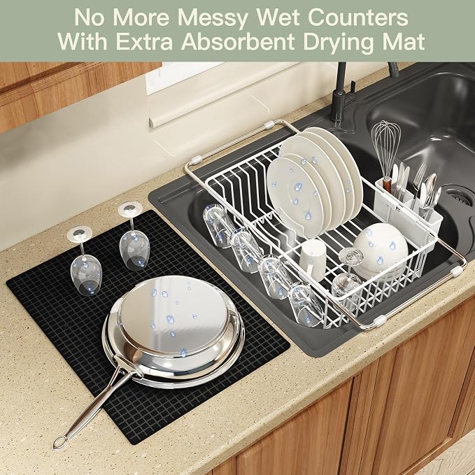 White Dish Drying Rack Over The Sink - Image 5