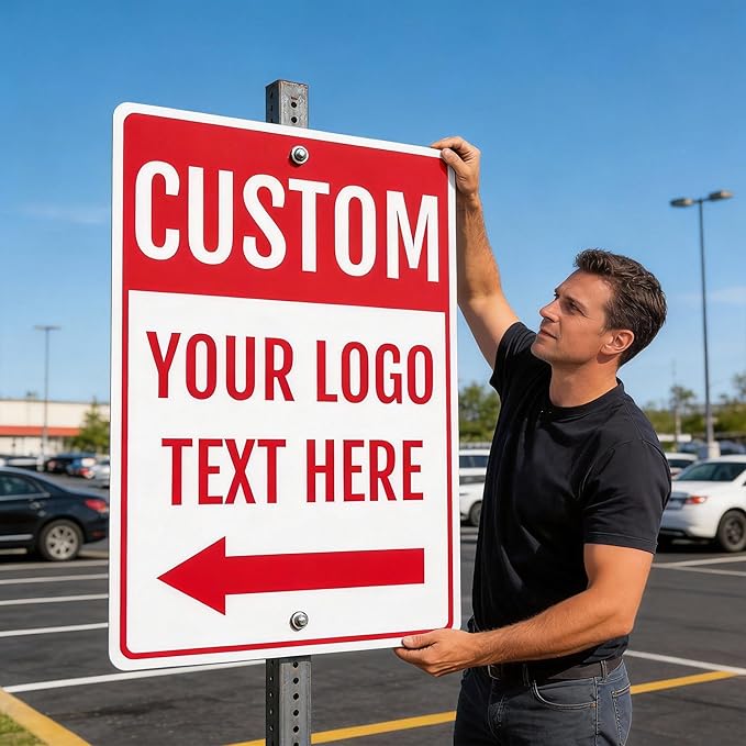 Oversized Custom Outdoor Metal Sign for Large Business Wall Display, 36x30 Inch, Rust-Free Aluminum Weather Resistant, Waterproof, Durable Ink, Easy to Mount