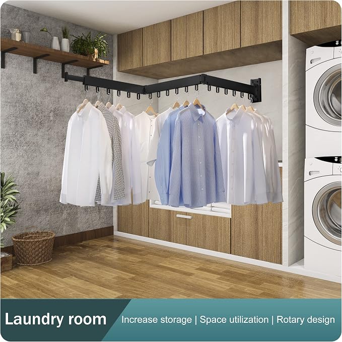 BOQORAD Clothes Drying Rack, Wall Mounted Space-Saver, Retractable, Collapsible - Image 6
