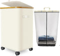 Laundry Hamper with Wheels, 75L Rolling Laundry Basket with Lid by Wuevu