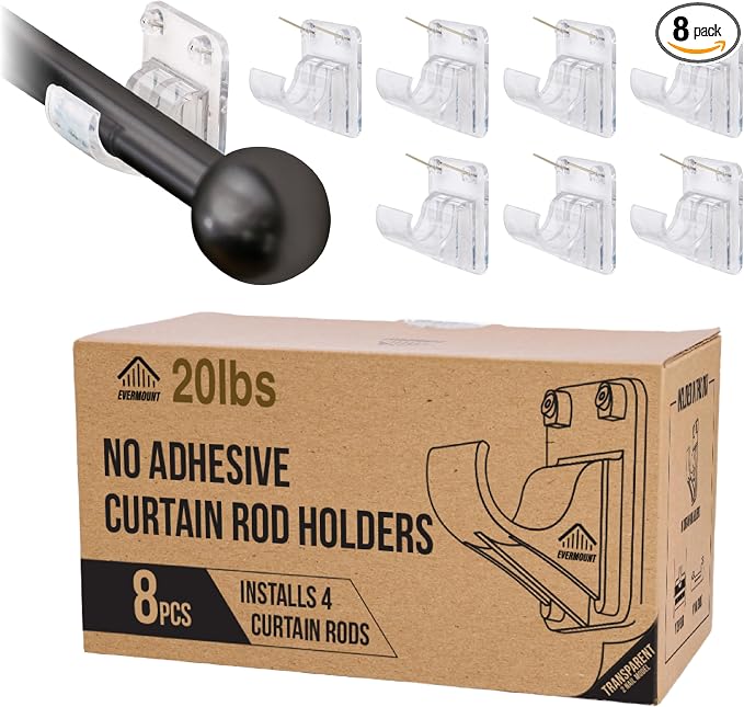 No Adhesive Heavy Duty Curtain Rod Holders by Unknown