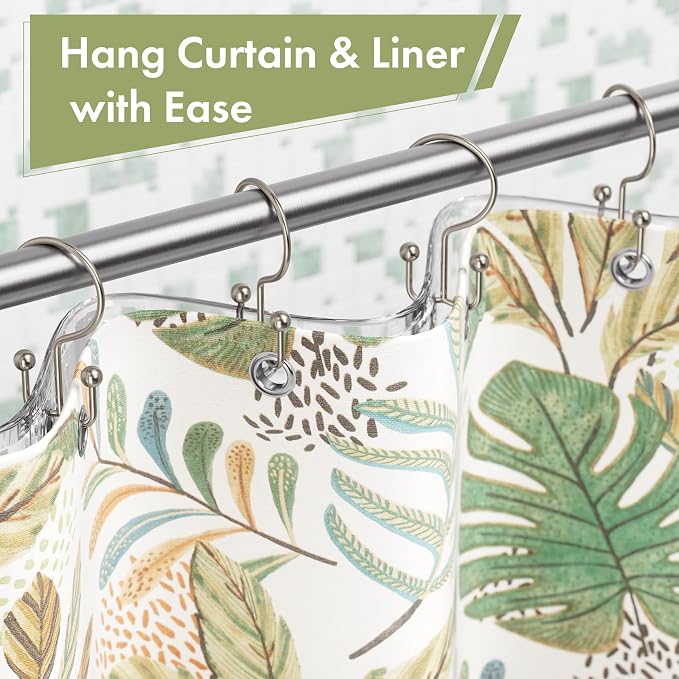 Amazer Nickel Shower Curtain Hooks, Rust-Resistant Metal Shower Hooks Shower - Image 4