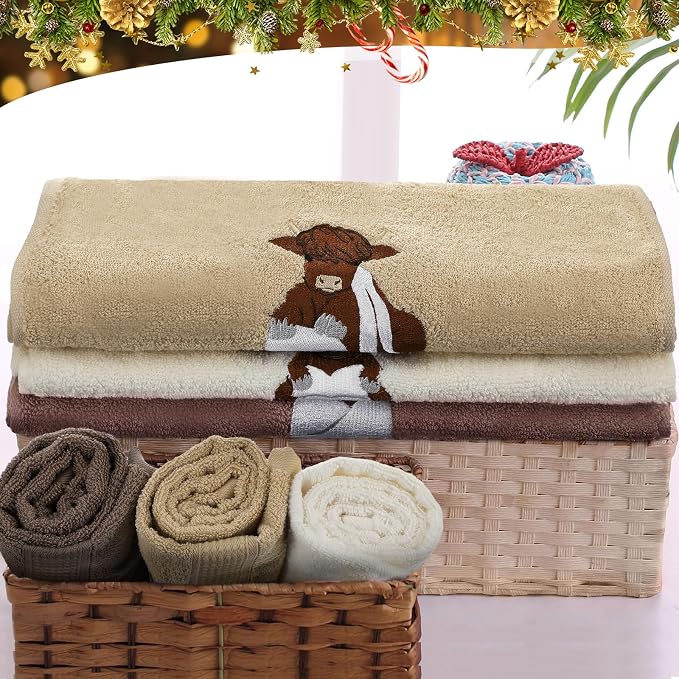 FuWeave 3 Pcs Highland Cow Hand Towels - Image 5