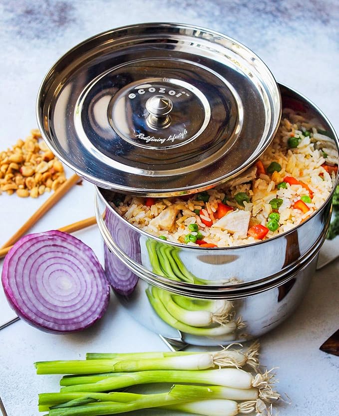Ecozoi Premium Stackable Steamer Insert Pans Pot in Pot for Smaller Instant Pot 3, 5, 6, & 8 Quart Instant Pot Accessories - 2 Tier