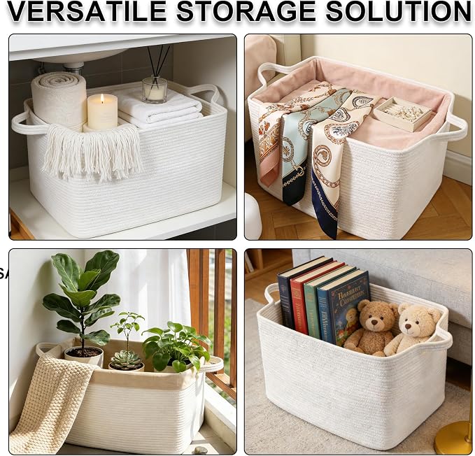 96L Woven Laundry Basket with Handles, Extra Blanket Basket - Image 8